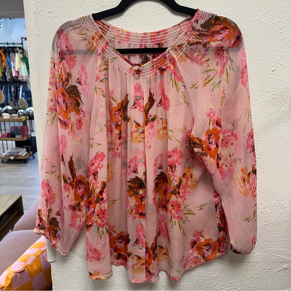 Sundance pink silk floral top